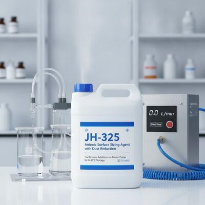 Guter Preis JH-325 Anionische Oberflächengrößenmacher mit Staubreduzierung und kontinuierlicher Zugabe per Zählerpumpe zur Lagerung bei 0-30 °C Online